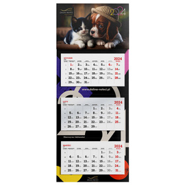 Kalendarz 2024 trójdzielny Pies i kot