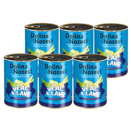 Mokra karma dla psa Dolina Noteci Superfood cielęcina i jagnięcina zestaw 6 x 400 g