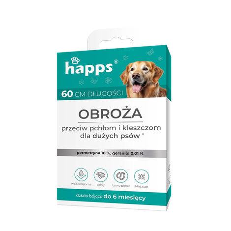 Happs Obroża przeciw pchłom i kleszczom dla dużych psów 60 cm