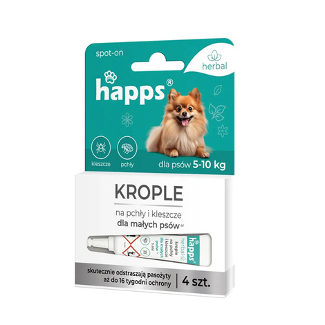 Happs Herbal Krople na pchły i kleszcze dla małych psów 5-10 kg
