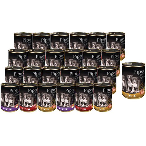 Mokra karma dla psa Piper Animals junior mix 24 x 400 g + gratis Junior Piper z żołądkami kurczaka 400 g