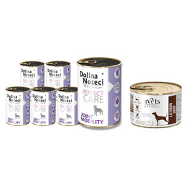 Mokra karma dla psa wspierająca stawy Dolina Noteci Premium Perfect Care Joint Mobility zestaw 12 x 400 g + 4Vets Natural Joint Mobility 185 g GRATIS