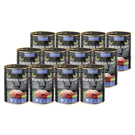 Karma mokra dla kotów Super Rafi Cat z przepiórką i wątróbką z królika zestaw 12 x 400 g
