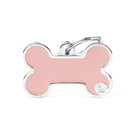 Zawieszka Adresówka Identyfikator z grawerem dla psa i kota kość różowa z obramówką L