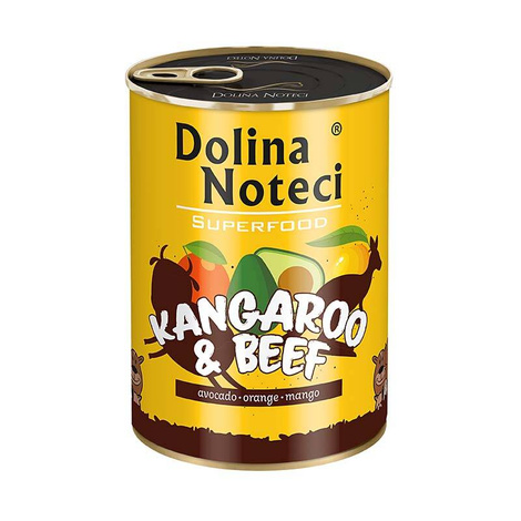 Mokra karma dla psa Dolina Noteci Superfood kangur i wołowina puszka 400 g