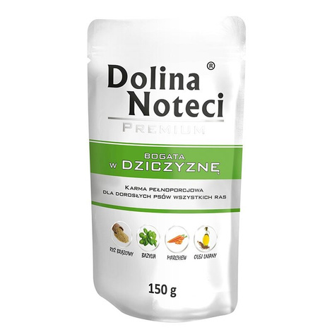 Mokra karma dla psa Dolina Noteci Premium bogata w dziczyznę saszetka 150 g