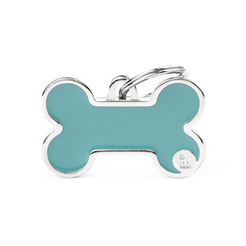 Zawieszka Adresówka Identyfikator z grawerem dla psa i kota kość turkusowa z obramówką L