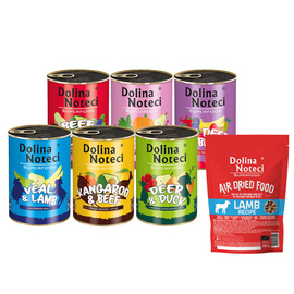 Mokra karma dla psa Dolina Noteci Superfood Mix 6 x 400 g + Danie z jagnięciny karma suszona 150 g GRATIS