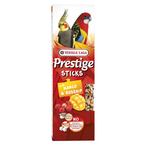 Versele Laga Prestige Sticks Kolby ziarnowe z mango i owocami dzikiej róży dla średnich i dużych papug 140 g