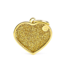 Zawieszka Adresówka Identyfikator z grawerem dla psa i kota serce złote brokat