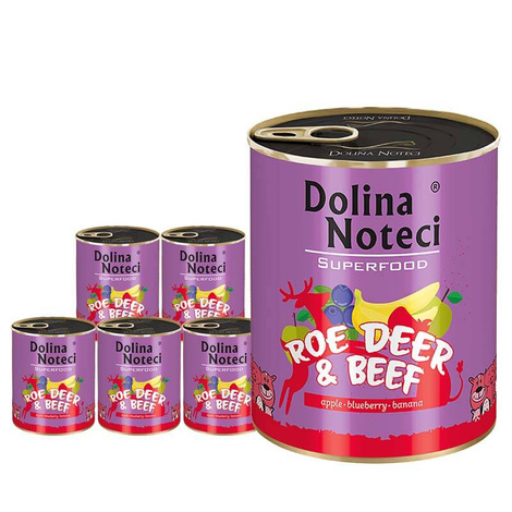 Mokra karma dla psa Dolina Noteci Superfood sarna i wołowina zestaw 6 x 800 g