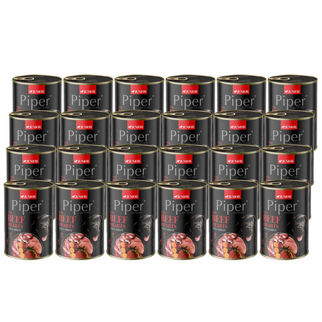 Piper Animals Junior Mokra karma dla psa z sercami wołowymi i marchewką zestaw 24 x 400 g