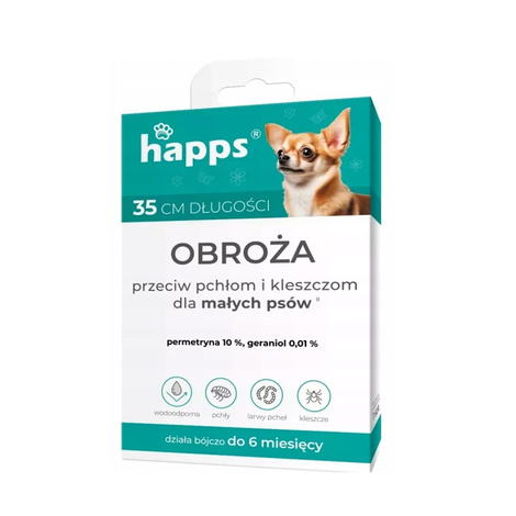 Happs Obroża przeciw pchłom i kleszczom dla małych psów 35 cm