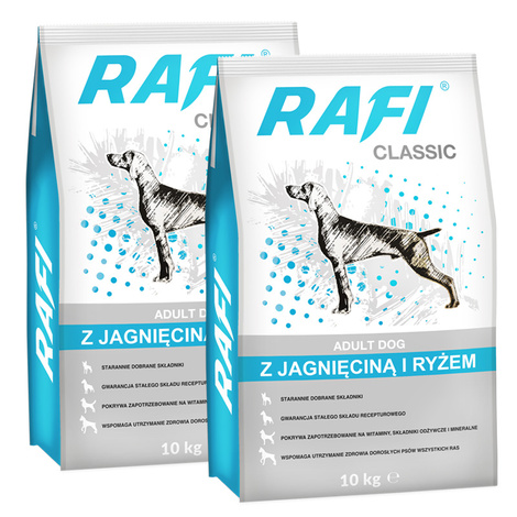 Sucha karma dla psa Rafi Classic z jagnięciną i ryżem zestaw 2 x 10 kg