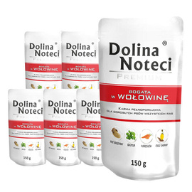 Mokra karma dla psa Dolina Noteci Premium bogata w wołowinę zestaw 10 x 150 g