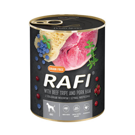 Mokra karma dla psa Rafi żołądki wołowe z szynką 800 g