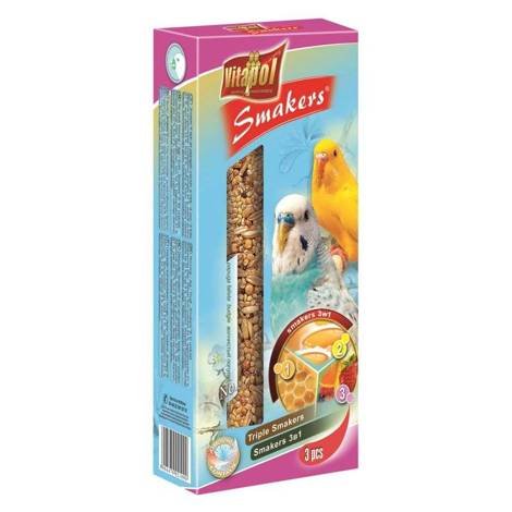 Vitapol Smakers Pokarm dla ptaków 3w1 jajeczny, miodowy, owocowy dla papugi falistej 130 g